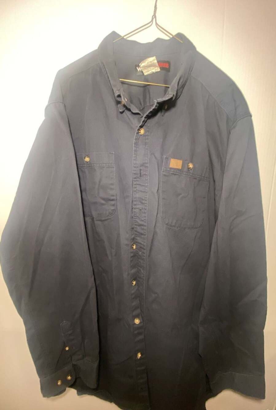 Wrangler Riggs Workwear Navy Blue Long Sleeve Logger Work Shirt 3XT